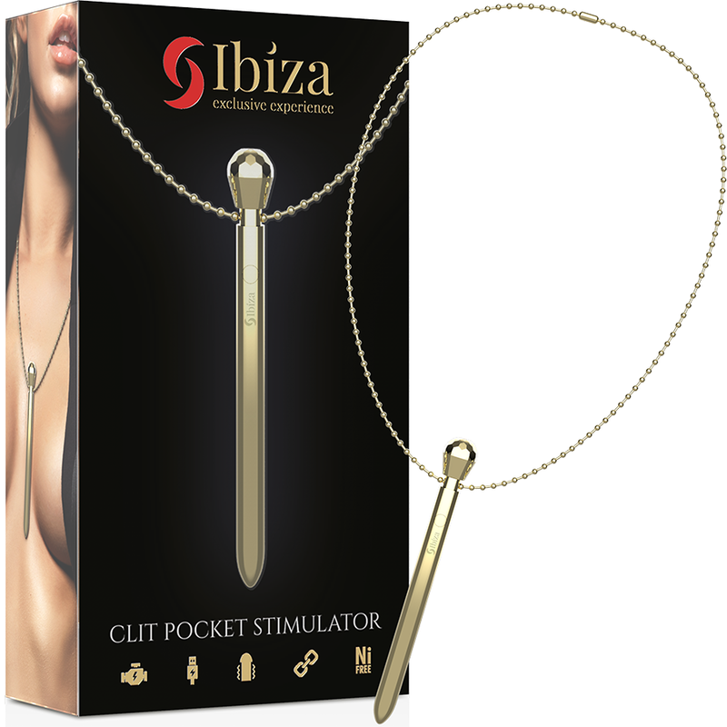 IBIZA - KLITORISNI VIBRATOR U OBLIKU OGRLICE USB PUNJAČ 12 REŽIMA VIBRACIJE ZLATNI 12,2 X 1,5