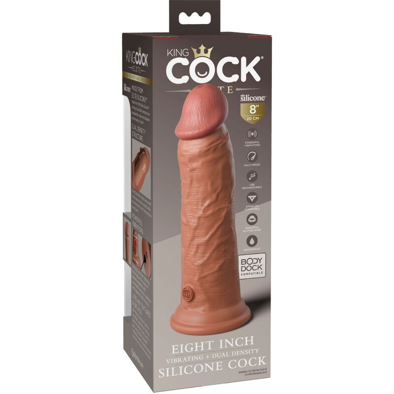 KING COCK - ELITNI REALISTIČNI DILDO VIBRIRAJUĆI I SILIKONSKI 20.3 CM KARAMEL