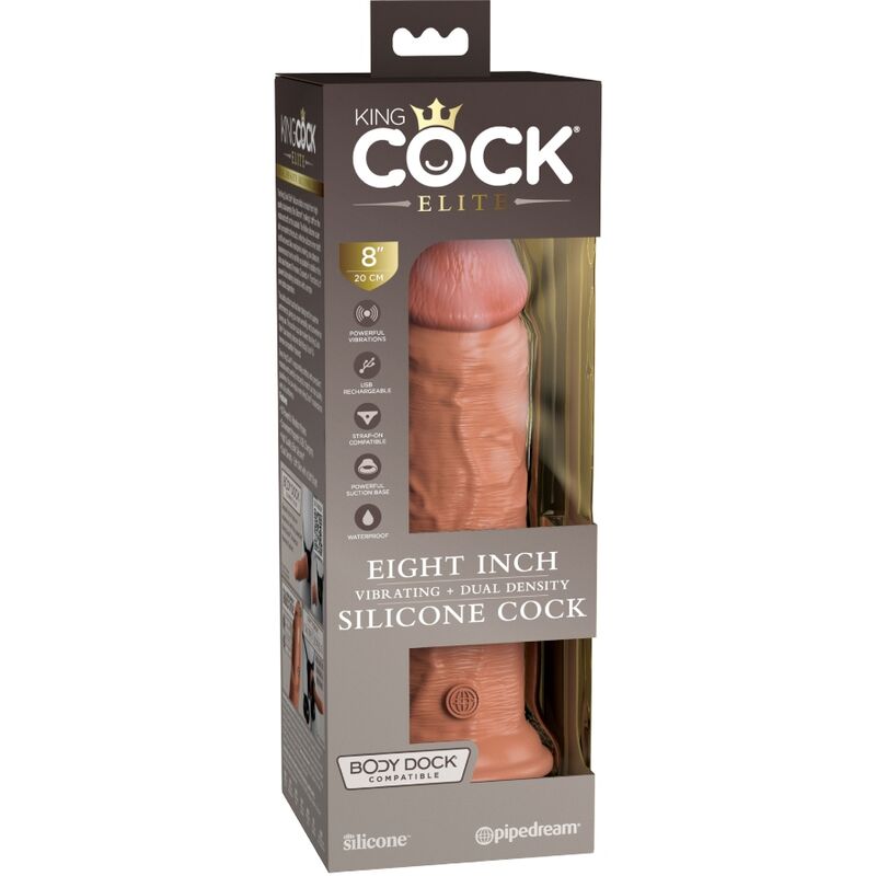 KING COCK - ELITNI REALISTIČNI DILDO VIBRIRAJUĆI I SILIKONSKI 20.3 CM KARAMEL