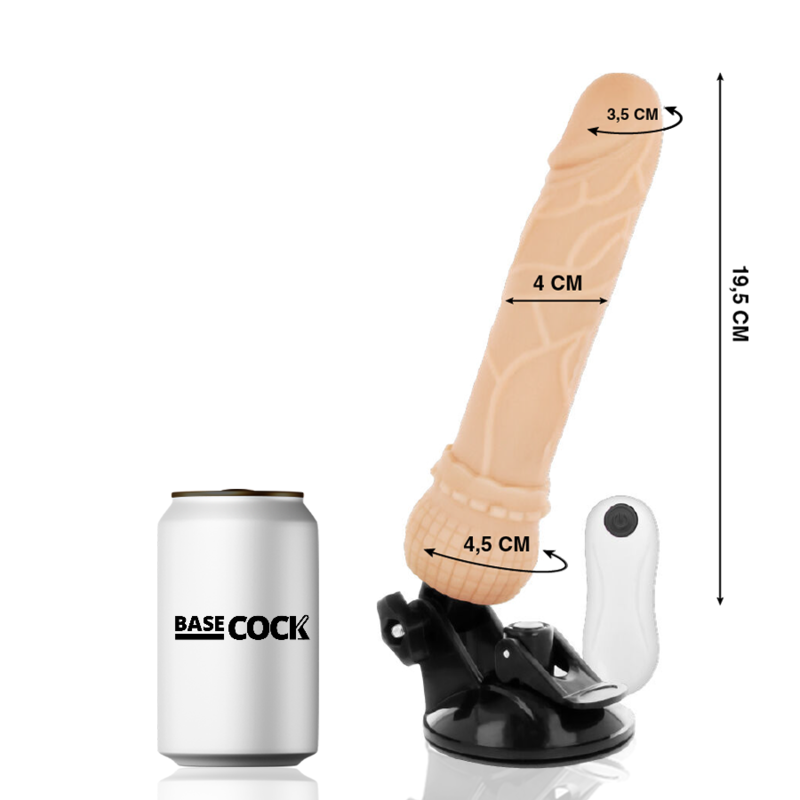 BASECOCK - REALISTIČAN VIBRATOR NA DALJINSKO UPRAVLJANJE BOJA KOŽE 19.5 CM -O- 4 CM