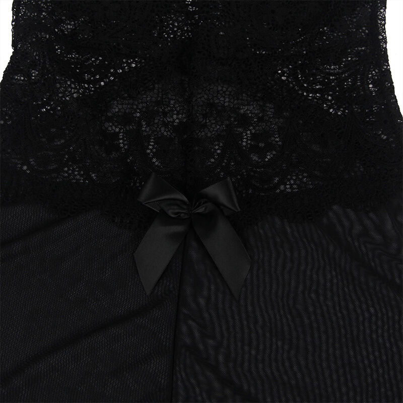 SUBBLIME - BABYDOLL OD TILA SA ČIPKOM I CVETNIM DETALJIMA CRNA S/M