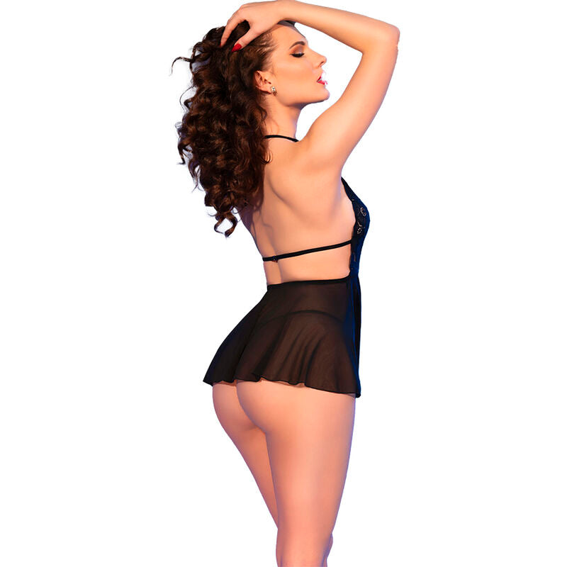 Chilirose — Cr 4720 babydoll & thong black L — L, Black