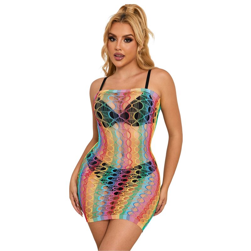 Subblime — 952365 rainbow bare shoulder fishnet dress one size — product photo 4