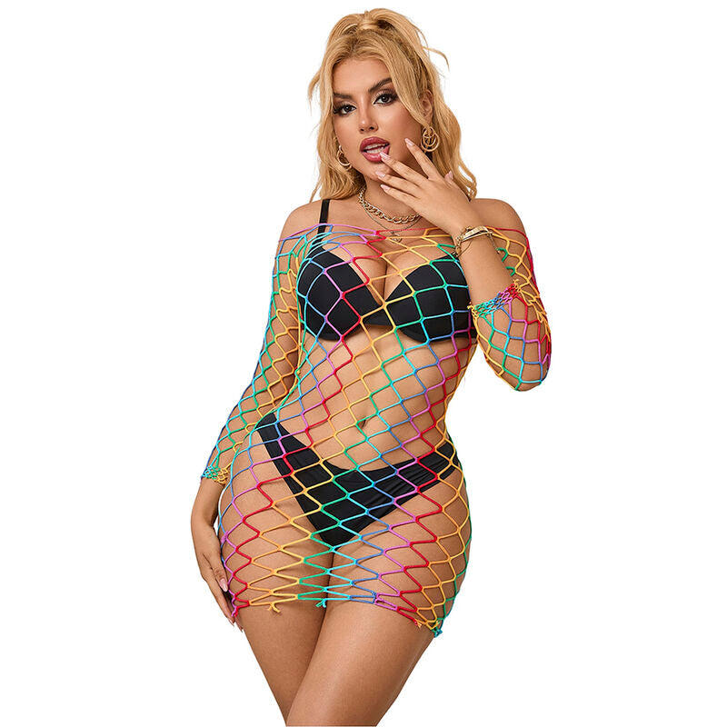 Subblime — 952426 rainbow long sleeve fishnet dress one size — product photo 5