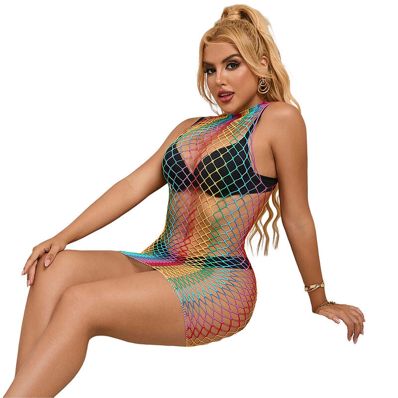Subblime — 952433 rainbow high neck sleeveless fishnet dress one size — product photo 3