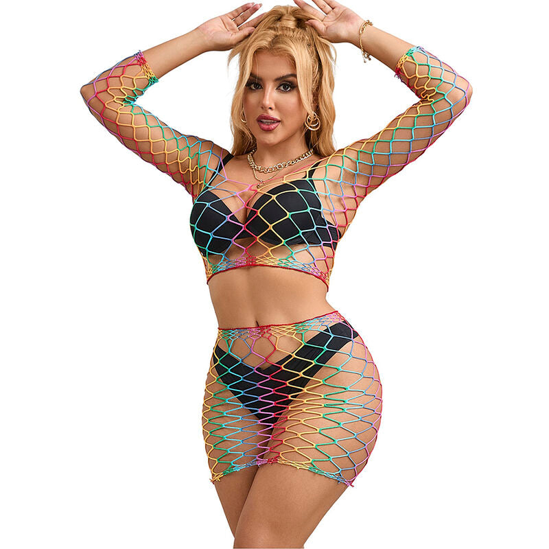 Subblime — 952440 2-piece fishnet set long sleeve rainbow one size — product photo 3