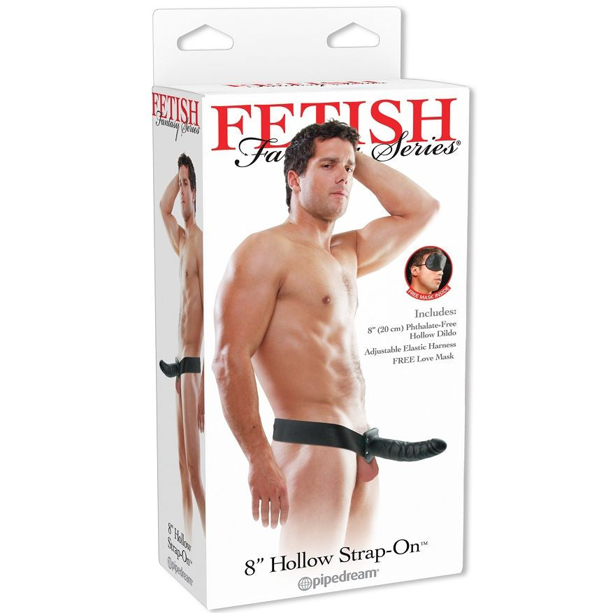 FETIŠ FANTAZI SERIJAL - 19 CM ŠUPLJI STRAP-ON CRNI