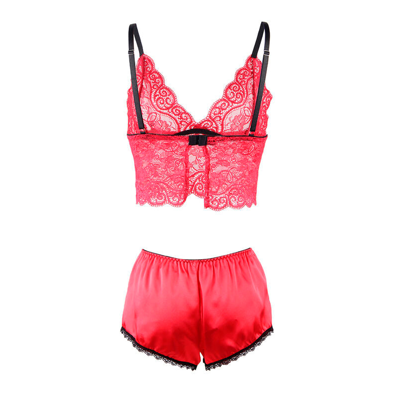Subblime — 953904 silk and lace nightgown + panties red l/xl