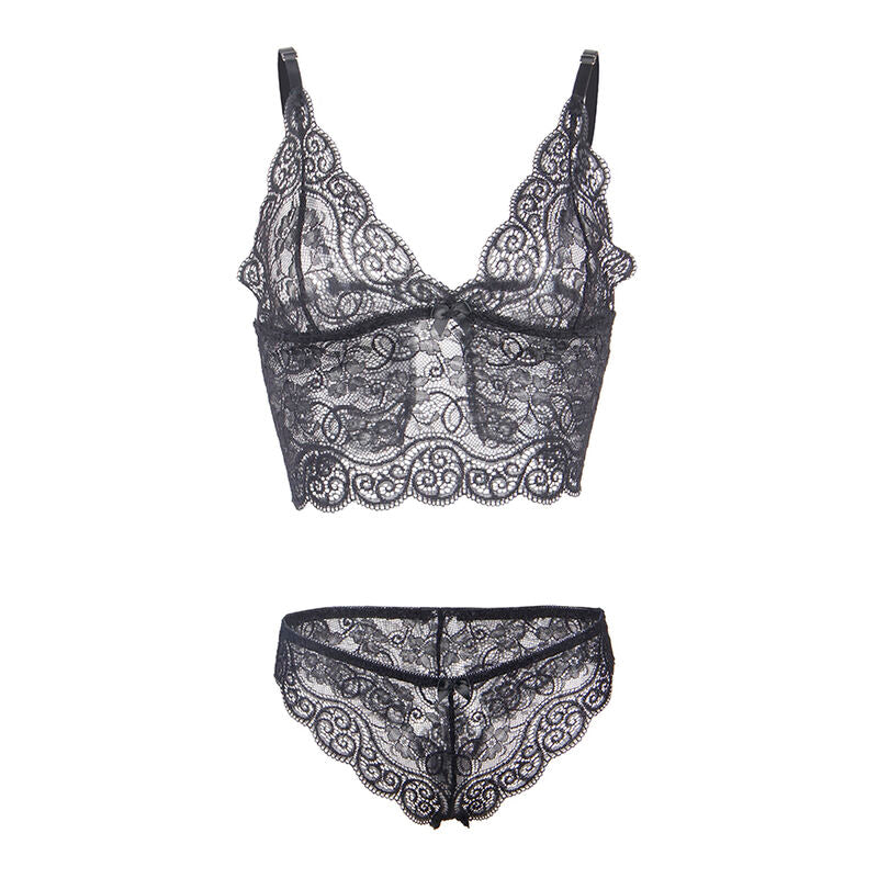 Subblime — 953928 silk and lace nightgown + panties black l/xl