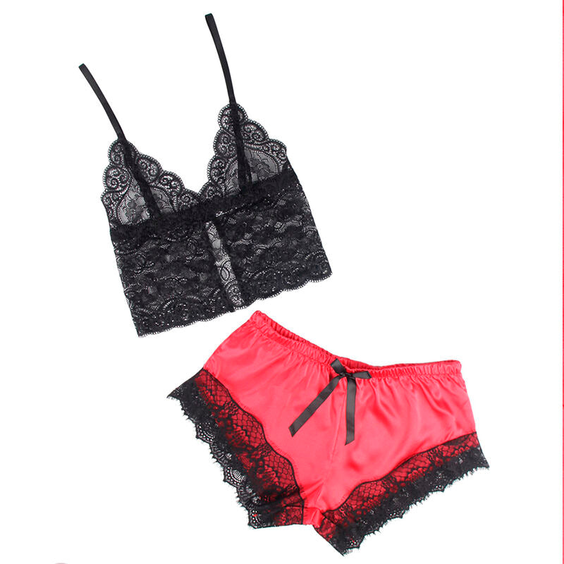 Subblime — 953966 casual silk nightgown + lace pants black/red l/xl — product photo 5