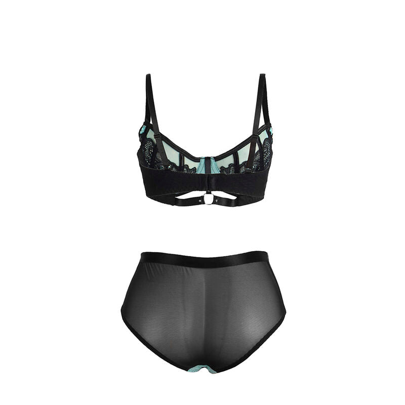 Subblime — 955557 green patent leather mesh zipper bra set s/m