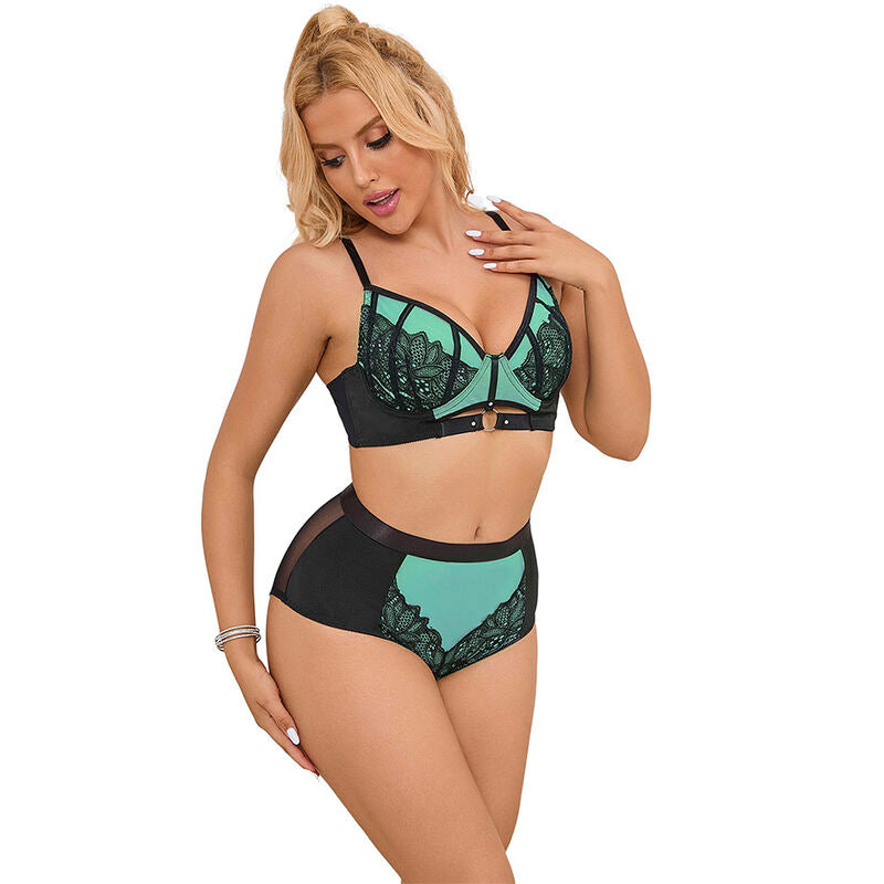 Subblime — 955564 green patent leather mesh zipper bra set l/xl — product photo 2