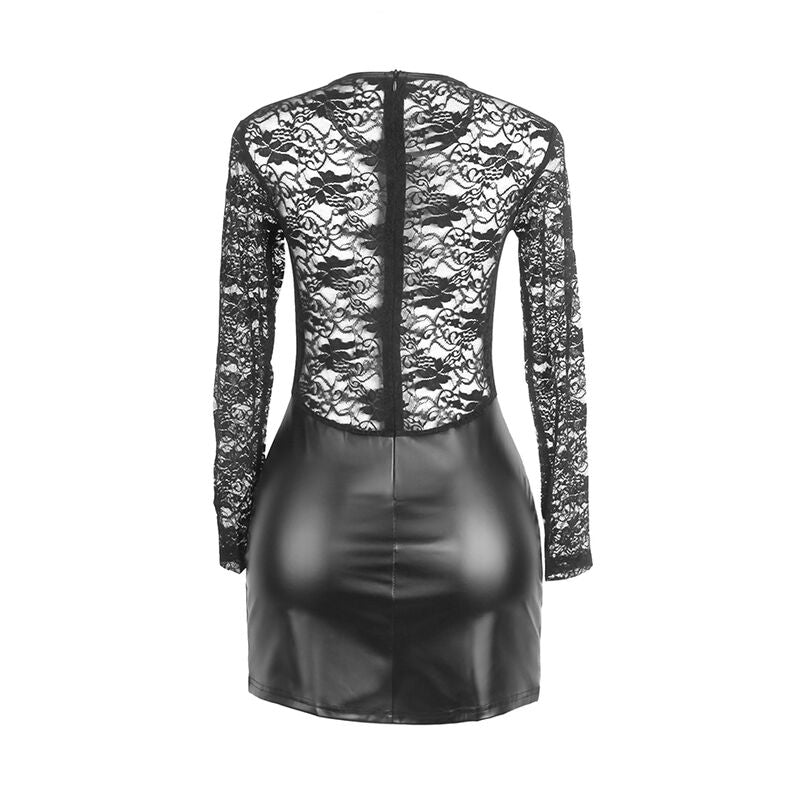 SUBBLIME - 955601 DUGAČKA HALJINA SA CRNOM ČIPKOM DUGIH RUKAVA L/XL