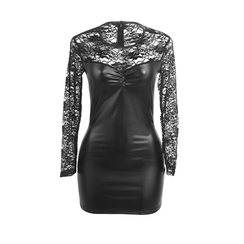 SUBBLIME - 955601 DUGAČKA HALJINA SA CRNOM ČIPKOM DUGIH RUKAVA L/XL