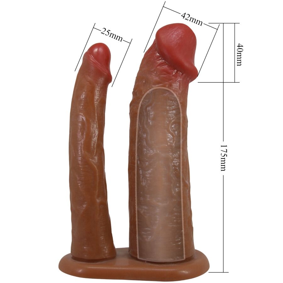 PRETTY LOVE - YAIRON NAVLAKA ZA PENIS SA DVA PENISA SA PRODUŽETKOM OD 4 CM MULAT