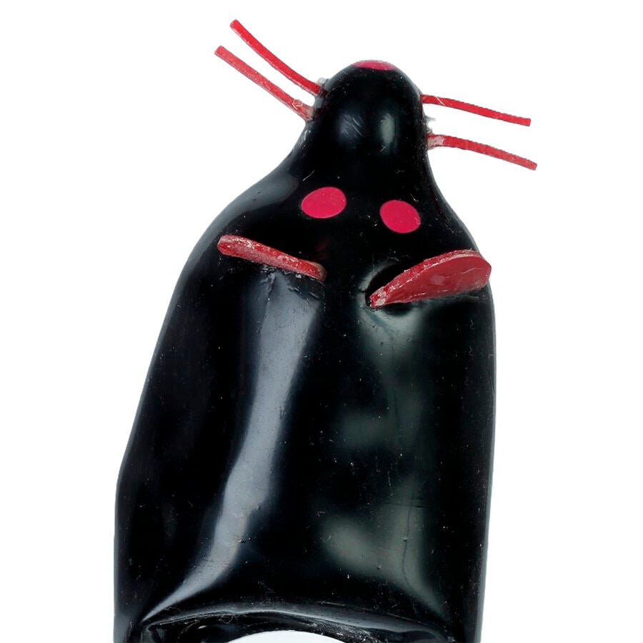 KONDOMERIJA - RUČNO OSLIKANI NOVELTY KONDOMI CRNI MIŠ XL