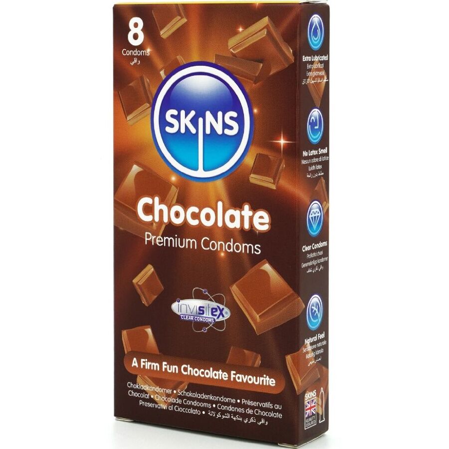 SKINS - ČOKOLADNI PREMIUM KONDOMI PAKOVANJE OD 8 KOMADA