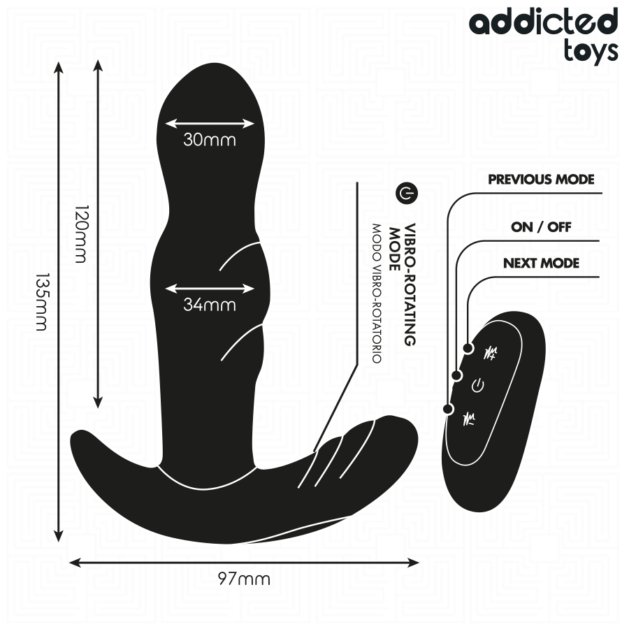 ADDICTED TOYS - ROTIRAJUĆI VIBRIRAJUĆI ANALNI ČEP NA DALJINSKO UPRAVLJANJE