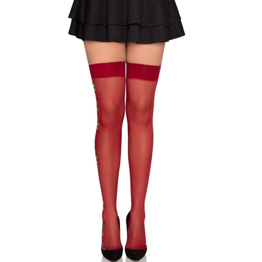 LEG Avenue — 1957 garter belt stockings with red flowers - one size