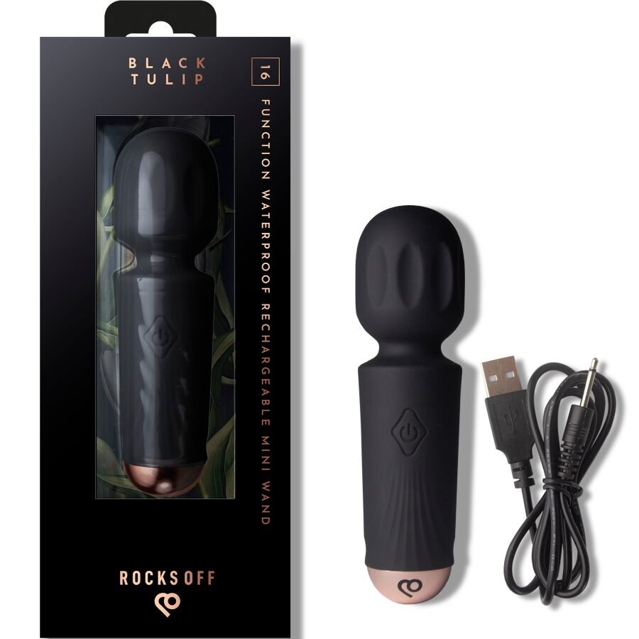 ROCKS-OFF - MINI PUNJIVI VIBRATOR 16 FUNKCIJA CRNI TULIPAN