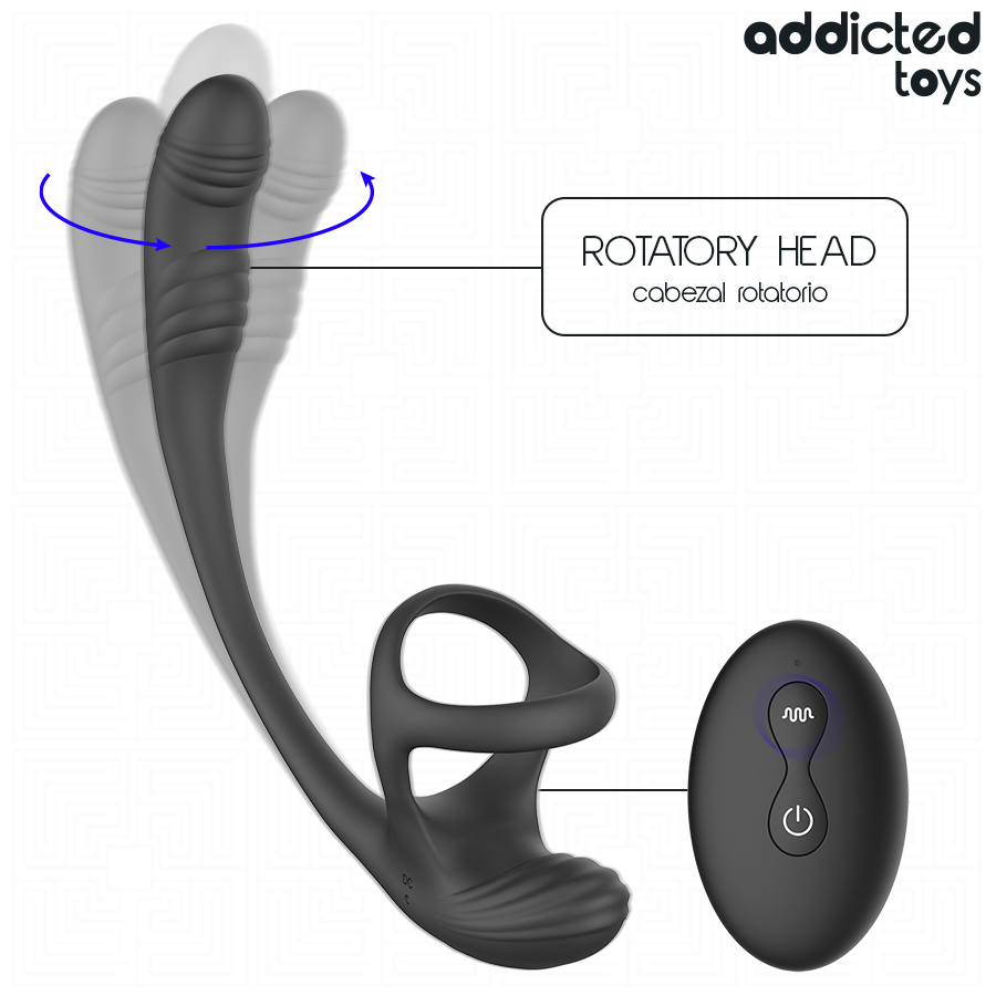 ADDICTED TOYS - ANALNI ČEP SA VIBRACIJOM I 360º TALASASTIM I STIMULATOROM TESTISA