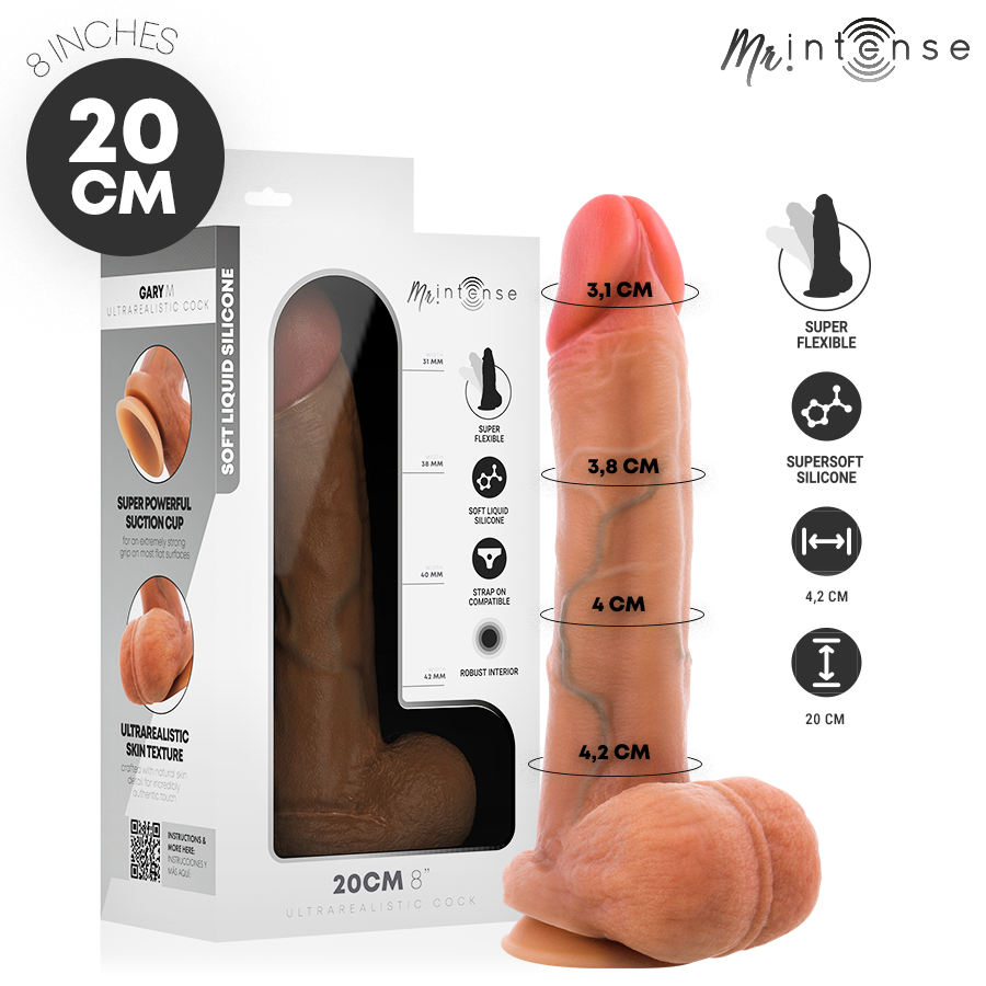 MR INTENSE - GARY M ULTRAREALISTIČNI SILIKONSKI KOKS SA TESTISIMA 20 CM -Ø- 4,2 CM