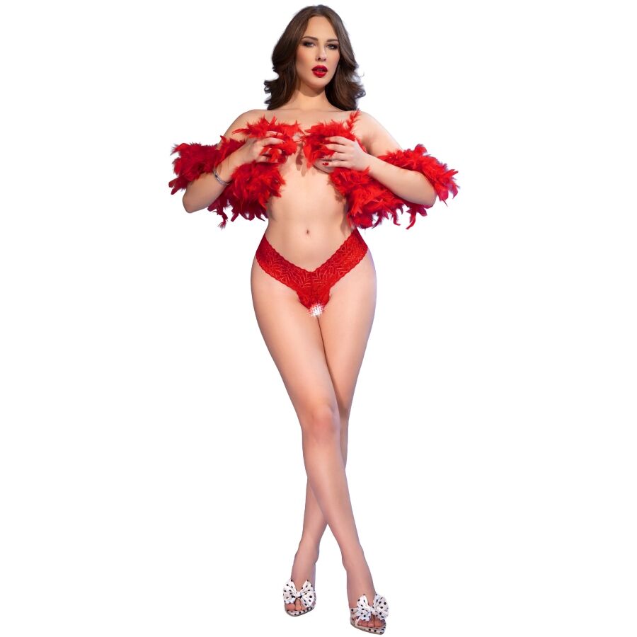 Chilirose — Cr 4885 red open-crotch thongs M