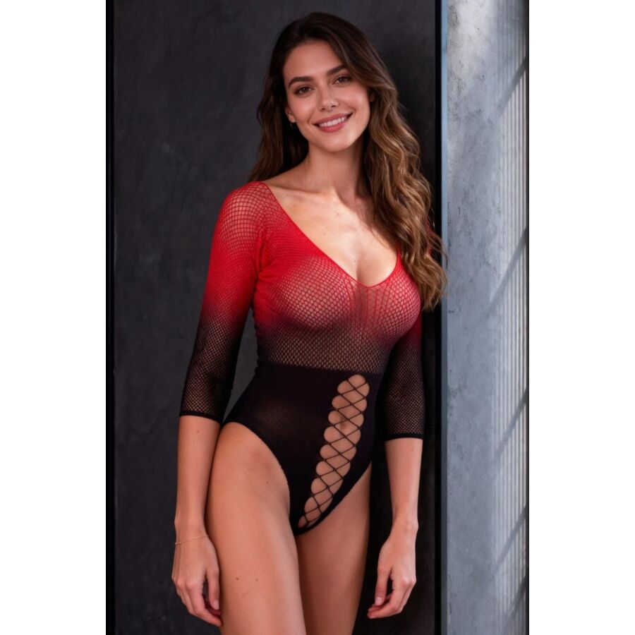 Passion — Bs118 black and red mesh bodystocking — product photo 2