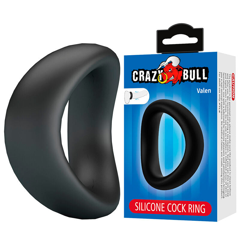 Crazy Bull — navlaka/prsten za penis Valen Ergonomic, crna