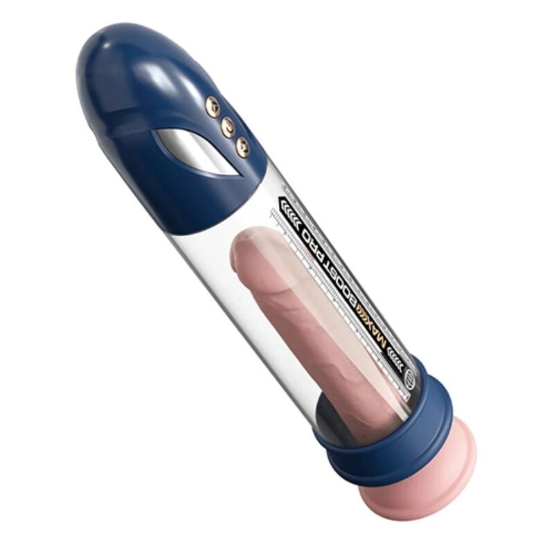Pump Worx — pumpa/ekstender za penis Max Boost Pro Flow, plava, 30,5 cm