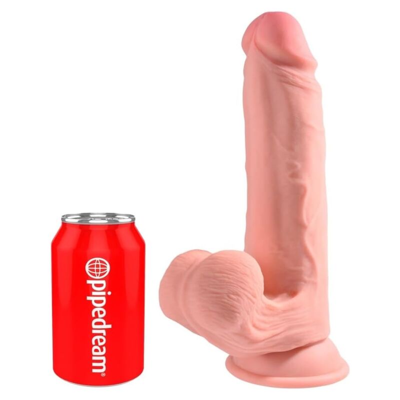 KING COCK PLUS - TROSTRUKA GUSTINA REALISTIČAN DILDO SA NJIŠUĆIM TESTISIMA 23 CM BOJA KOŽE