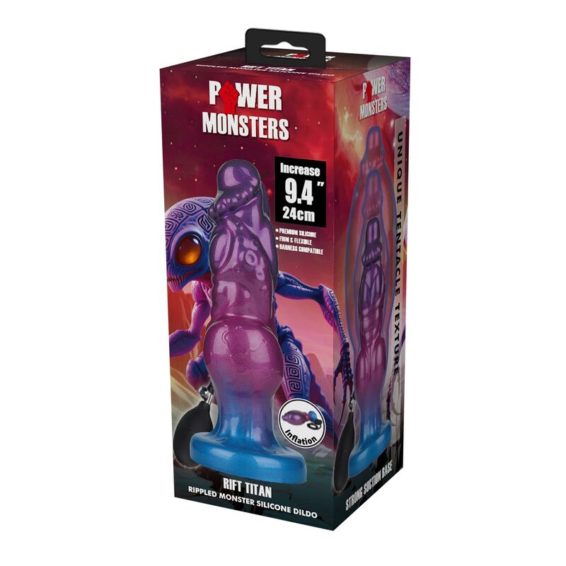 POWER MONSTERS - RIFT TITAN DVOBОJNI FANTAZIJSKI SILIKONSKI DILDO NA NADUVAVANJE 24 CM Ø 5 CM