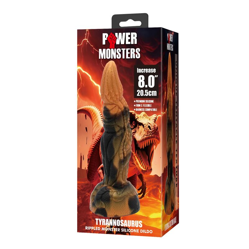 POWER MONSTERS - TIRANOSAURUS DVOBОJNI FANTASY SILIKONSKI DILDO 20.5 CM Ø 5 CM