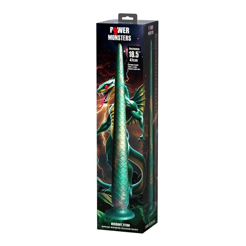 POWER MONSTERS - DIVLJA ZMIJA REP DVOBONJNI FANTAZIJA SILIKONSKI DILDO 47 CM Ø 4 CM