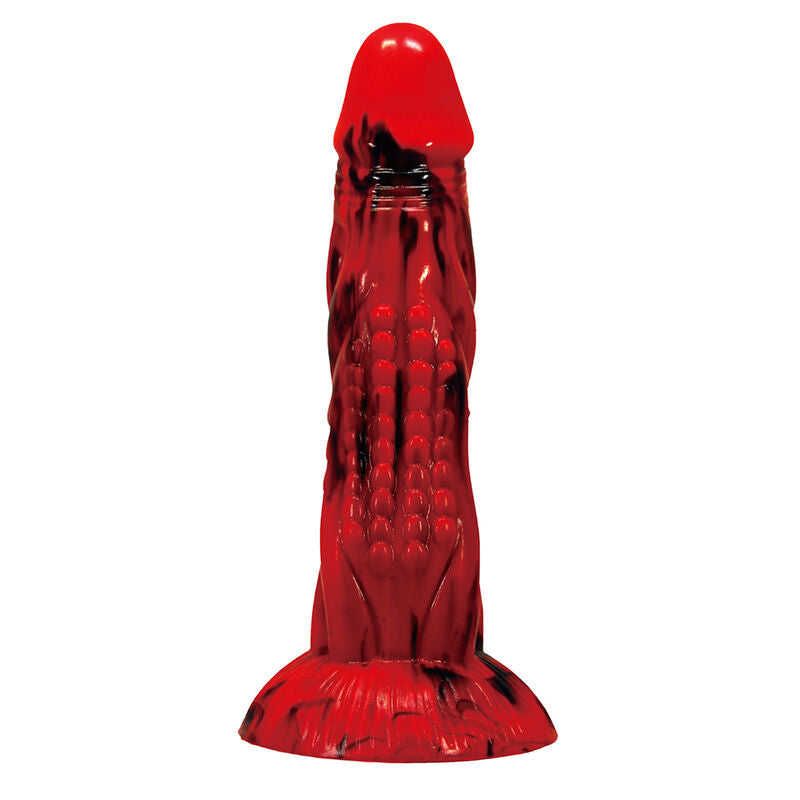 ČUDOVIŠTA SNAGE - MINOTAUR FANTAZIJSKI DILDO SA VAKUUMSKIM POSTOLJEM 21 CM Ø 5 CM CRVENO & CRNO