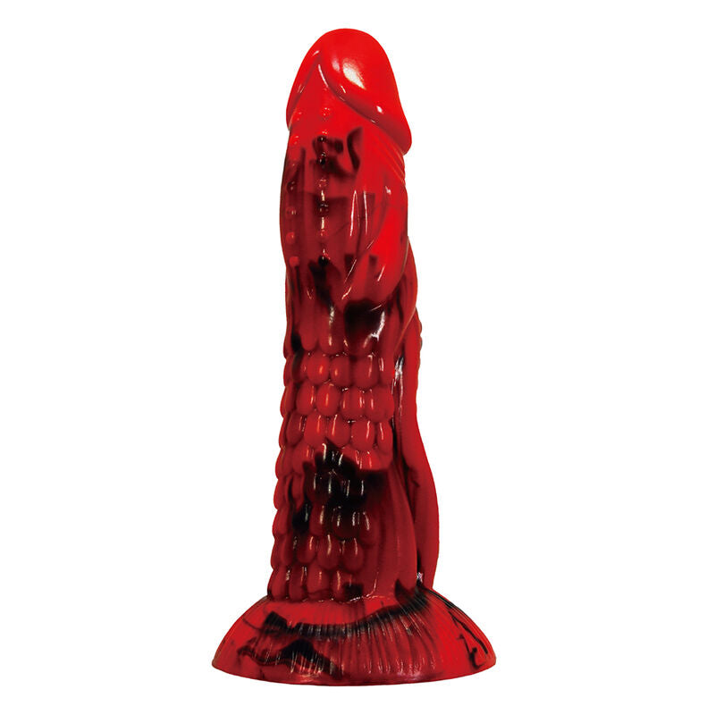 ČUDOVIŠTA SNAGE - MINOTAUR FANTAZIJSKI DILDO SA VAKUUMSKIM POSTOLJEM 21 CM Ø 5 CM CRVENO & CRNO