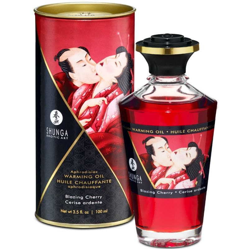 SHUNGA - ULJE ZA MASAŽU SA EFEKTOM ZAGREVANJA INTENZIVNA AROMA TREŠNJE 100 ML