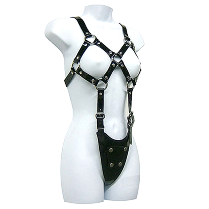 Leather Body Exposed women's body harness