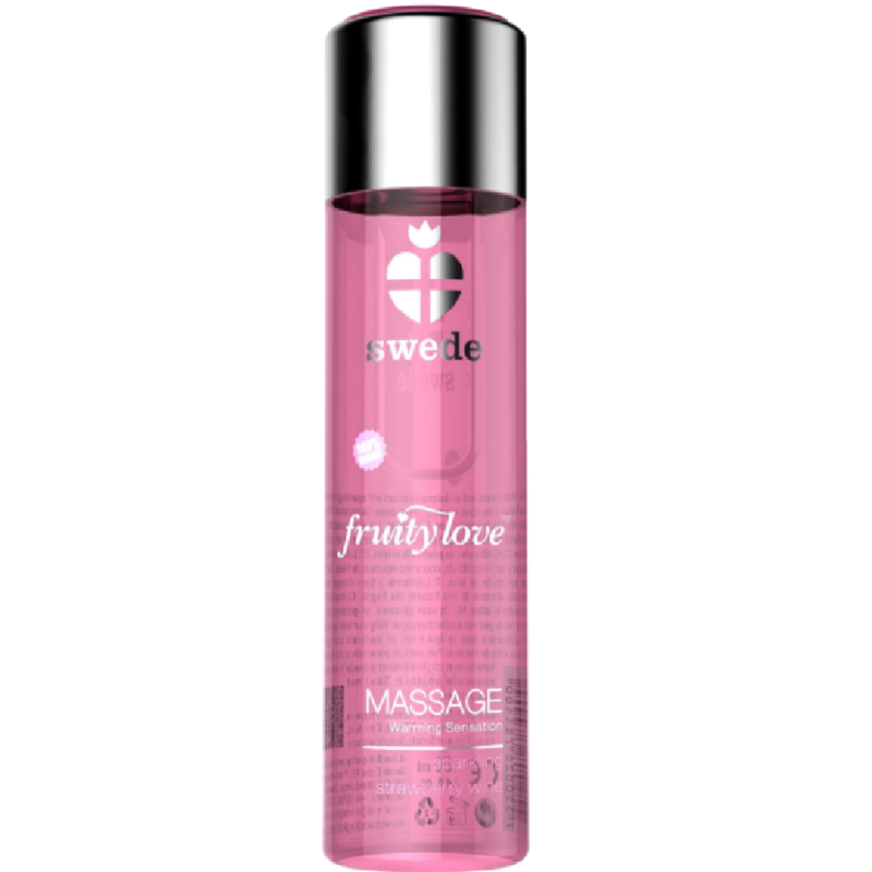 SWEDE - FRUITY LOVE ULJE ZA MASAŽU SA EFEKTOM ZAGREVANJA, SA ŠLJOKICAMA, AROMA JAGODA I VINO 120 ML