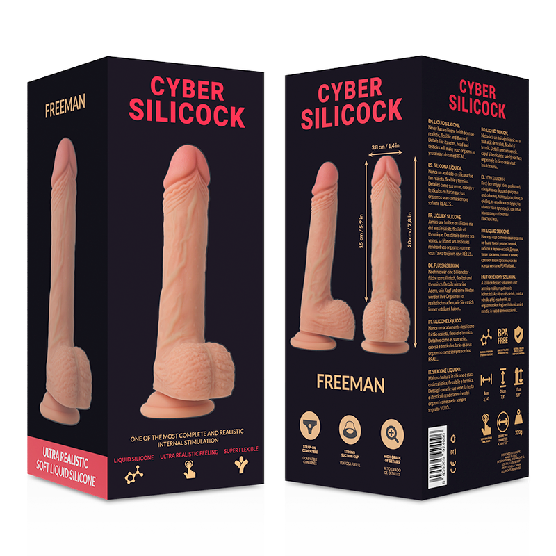 CYBER SILICOCK - STRAP-ON FREEMAN TEČNI SILIKON SA 3 PRSTENA GRATIS 20 CM -O- 3.8 CM
