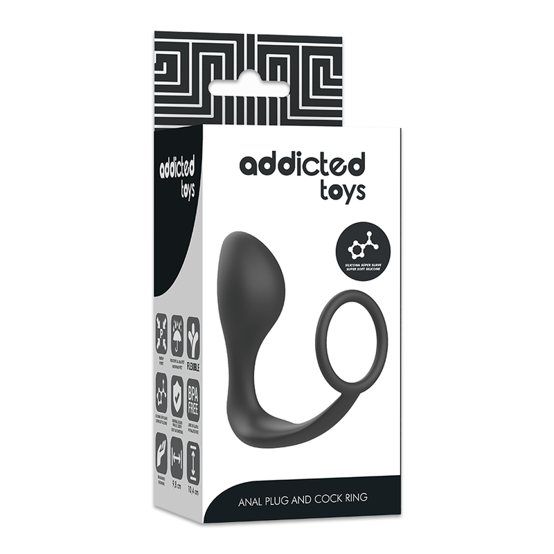 ADDICTED TOYS - ANALNI ČEP SA CRNIM SILIKONSKIM PRSTENOM
