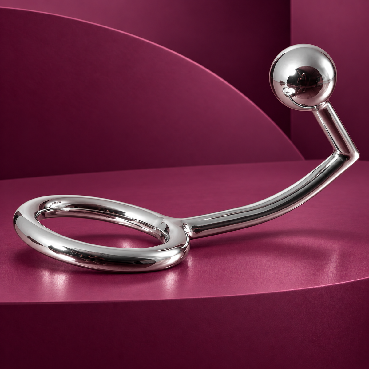 Metal Hard 45 mm Penis Ring with Anal Intruder Hook