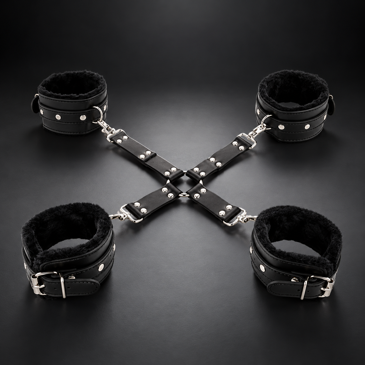 Darkness — Leather handcuffs for foot and hands black