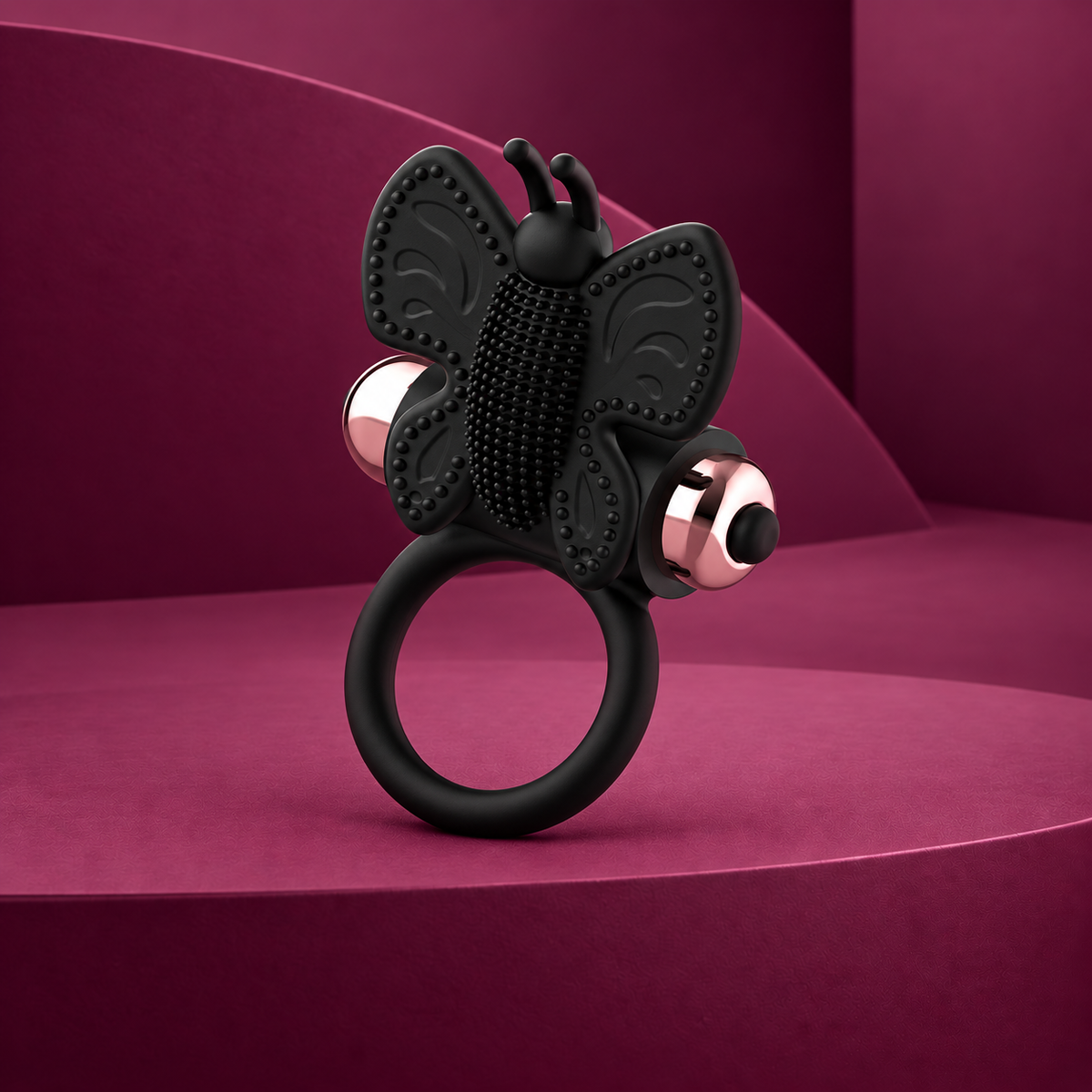 Coquette Chic Desire Butterfly Vibrating Cock Ring, Black & Gold