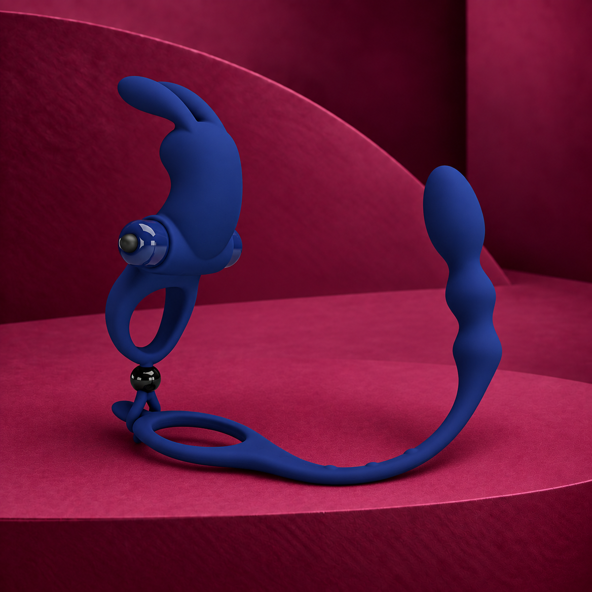 Pretty Love Ayad rabbit vibrator ring with plug blue