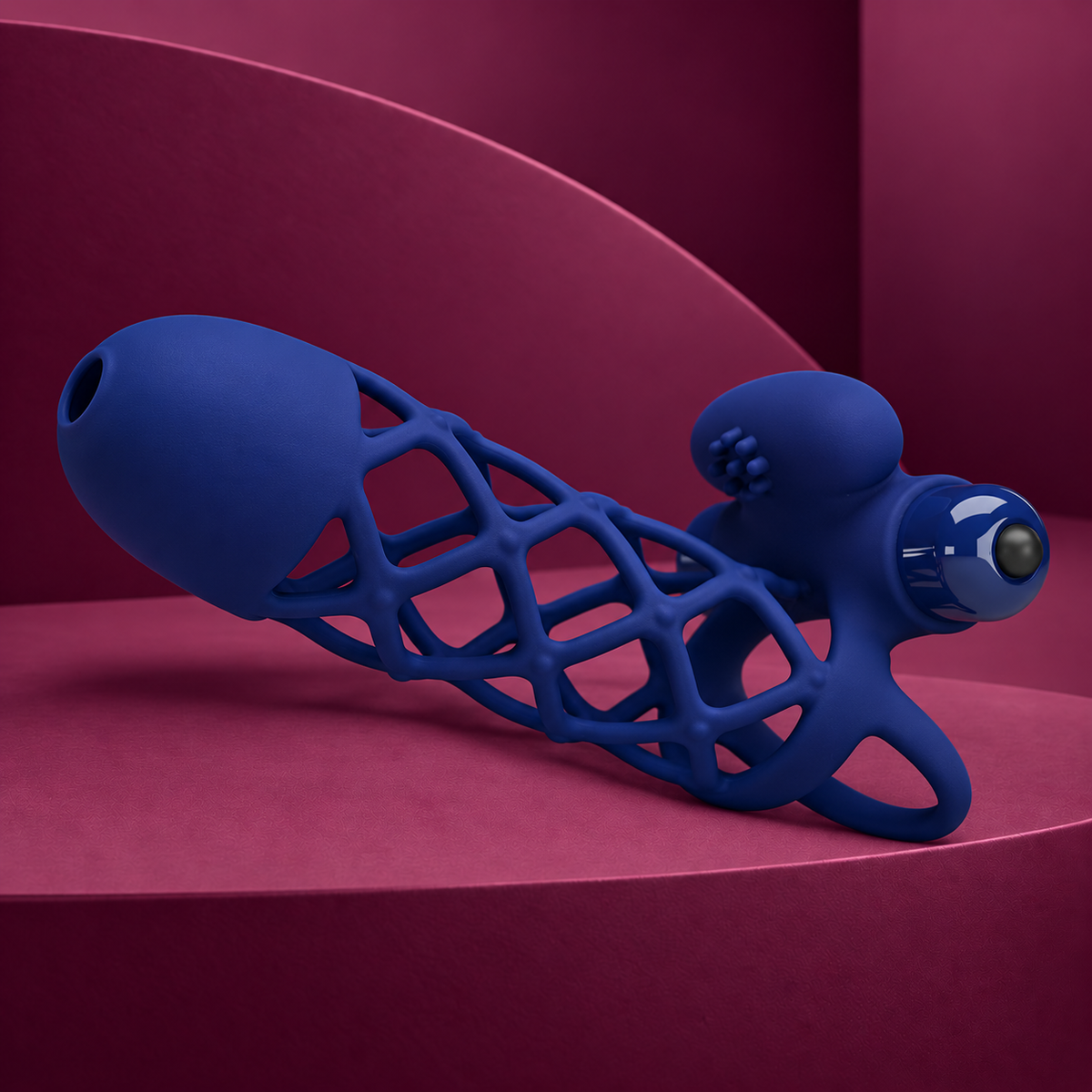Pretty Love Giann vibrator ring with silicone sheath blue