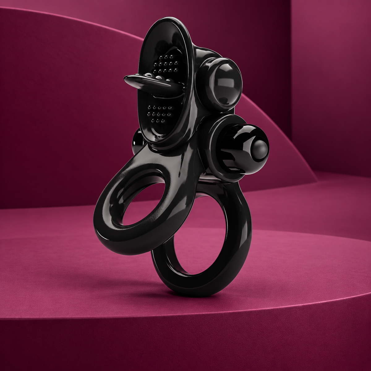 Pretty Love Passionate Dual-Vibrating Ring & Clitoral Stimulator, Black