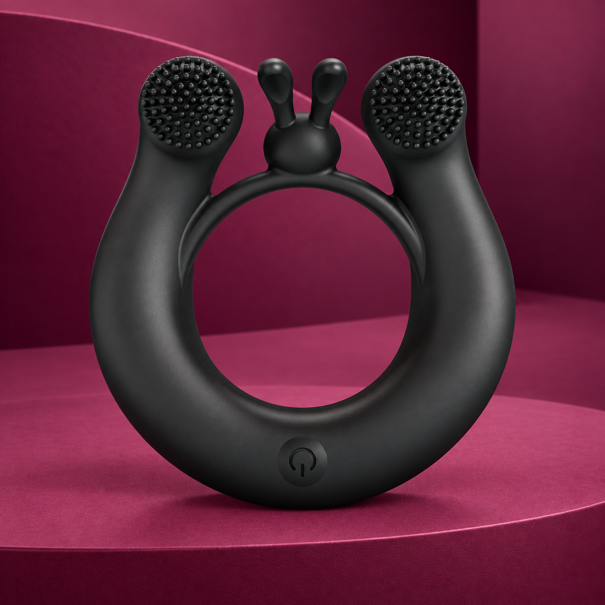 Pretty Love Dahlia Vibrating Ring & Clitoral Stimulator, 12 Modes, Black