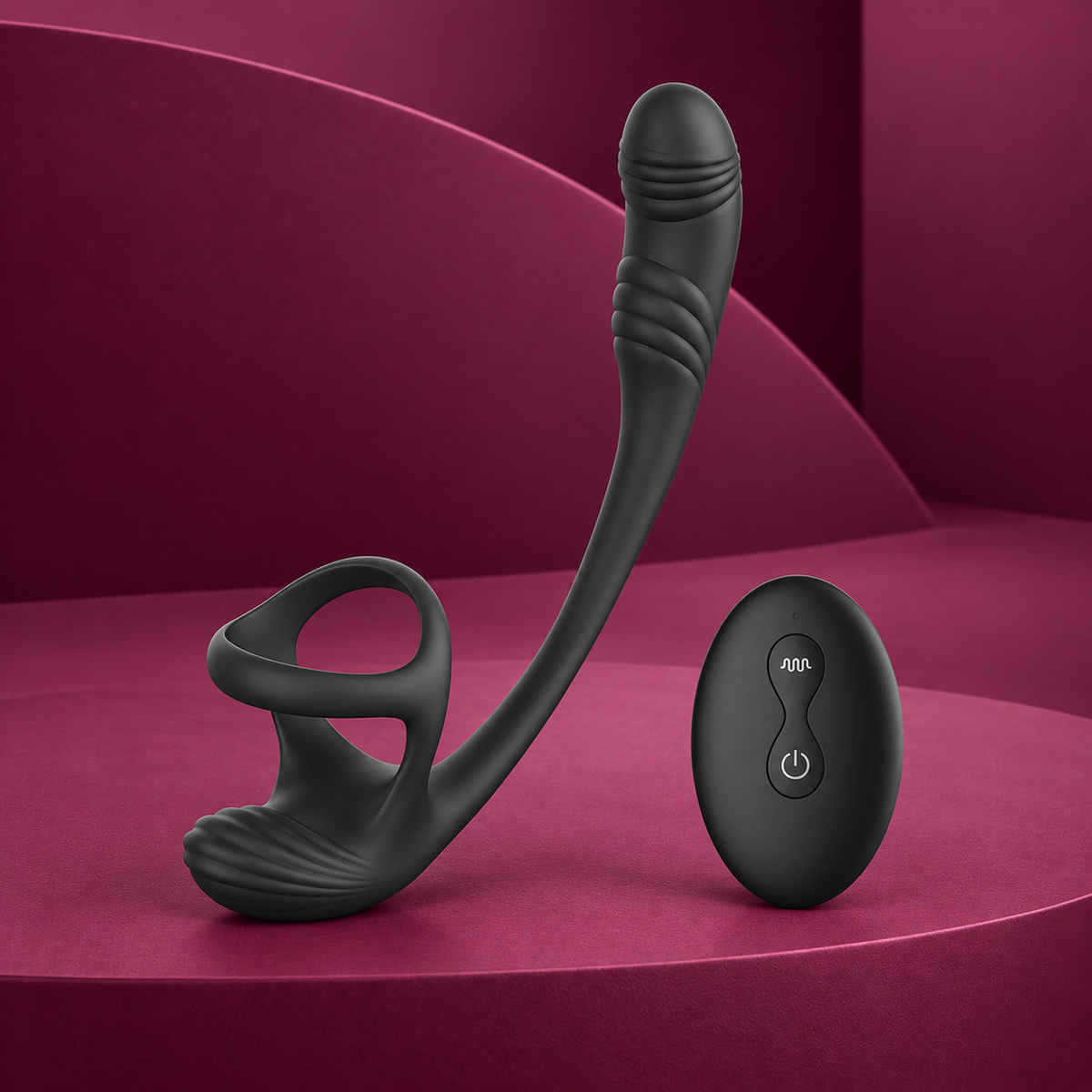 Addicted Toys Anal plug with vibration and 360º waving and testicle stimulator