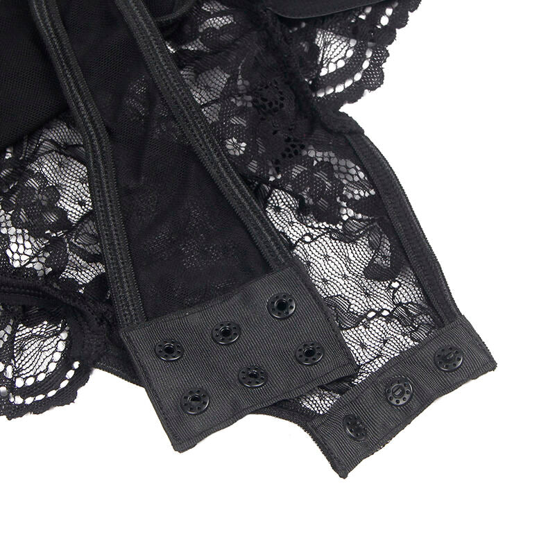 Subblime — Teddy with garter with lace detail and strips black l/xl — product photo 4